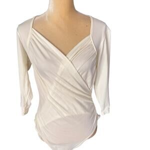 Victorias Secret Gold Label Vintage Bodysuit Size Large Cream Nylon